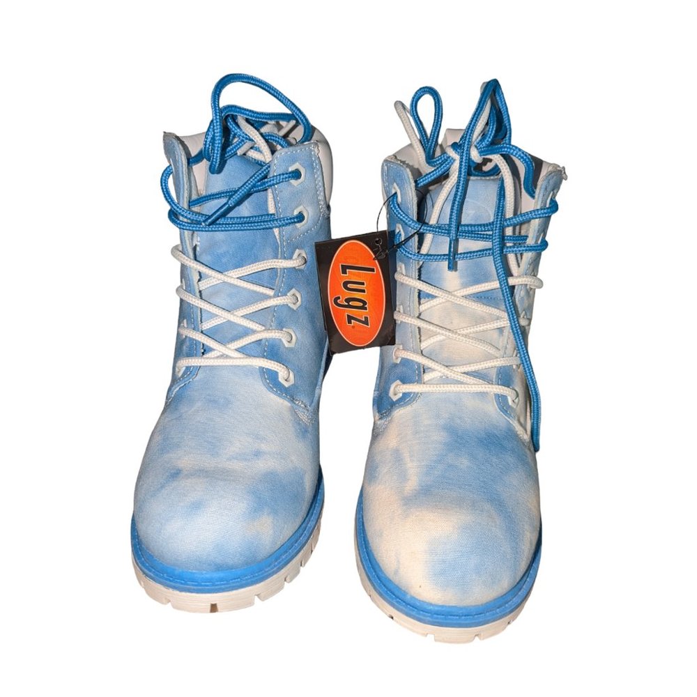 Women's NWT Lugz Rucker Hi Boots, white/blue, size 5.5